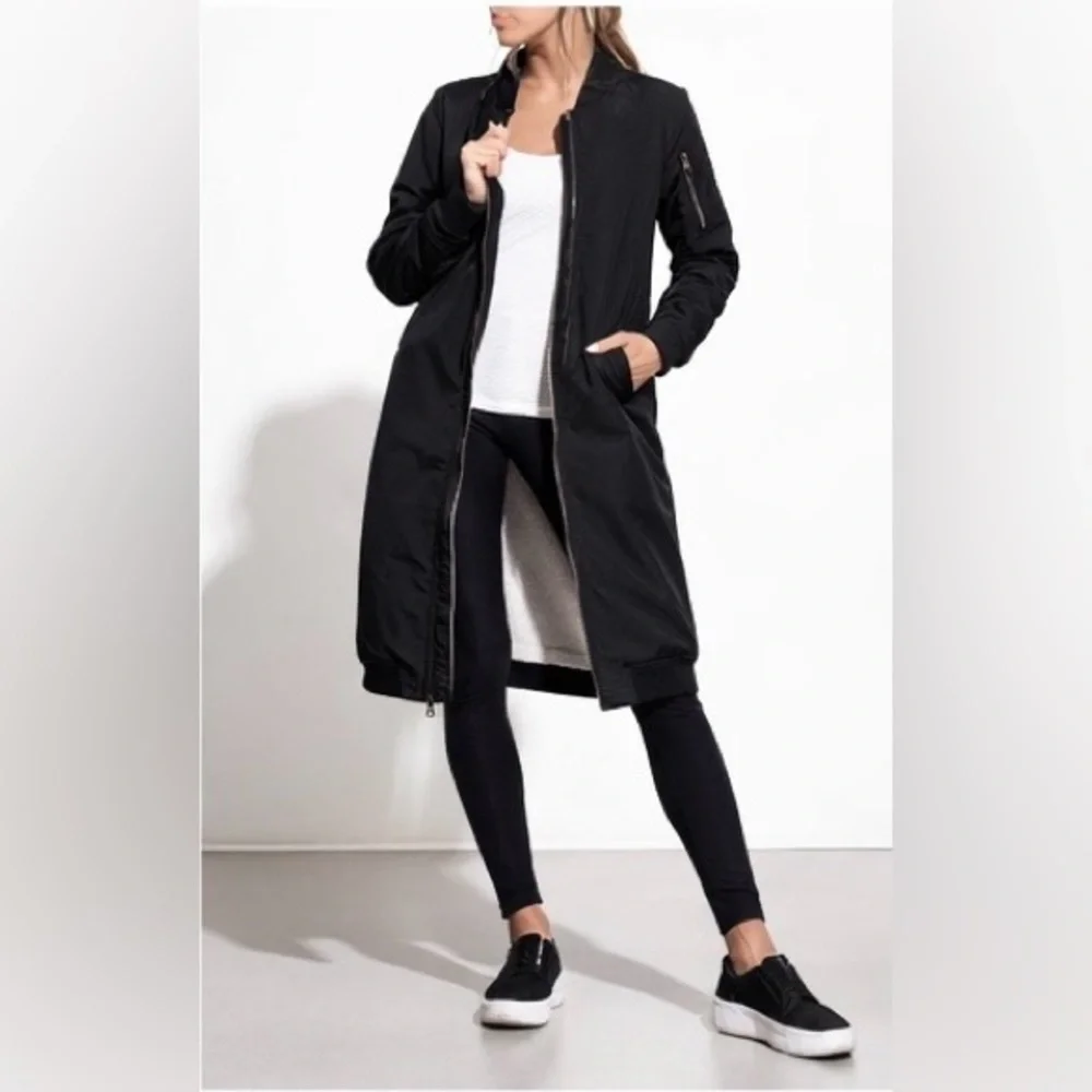Monrow Long Bomber Jacket Duster Longline Sherpa Lined Coat size Medium